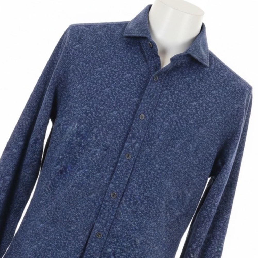 Joseph Abboud Indigo Blue Shirt Mens XL Blue Floral Print Cotton Button Down NEW